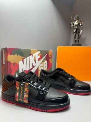 Nike | SB Dunk Low Siyah & Kırmızı Deri Sneaker