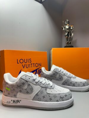 Louis Vuitton x Nike | Air Force 1 Monogram Desenli Beyaz/Gri Sneaker