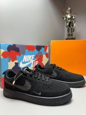 Nike | Air Force 1 Siyah Süet Sneaker Özel Desenli Logo 2025